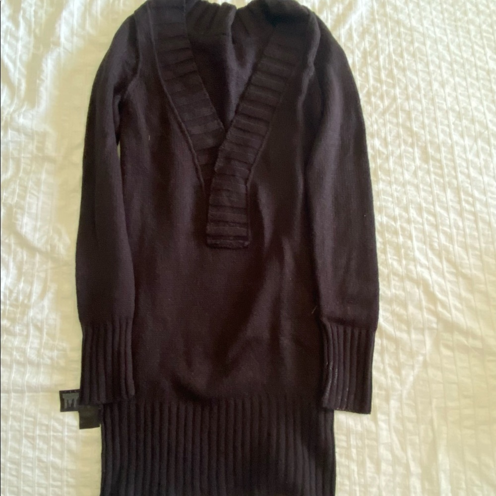 low chest black sweater